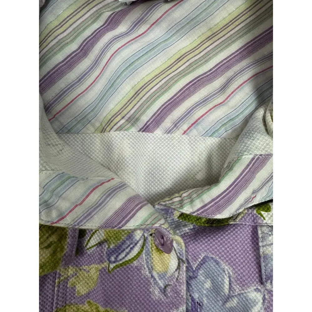 Rough Rider by Circle T Purple Watercolor Floral Trucker Jacket Large Western - Picture 10 of 10